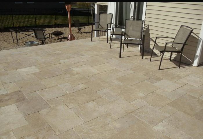 Light travertine pavers for outdoor patio Ireland